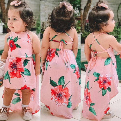 Kid Baby Girl Summer Dress Sunflower Backless Party Pageant Dress Casual Clothes