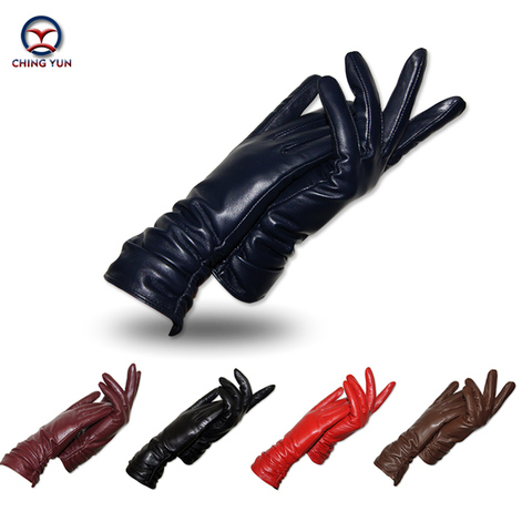 CHING YUN New Women Genuine Leather Gloves Winter Autumn Ladies Fashion Brand Sheepskin Thicken Arm sleeve Warm Leather yv01 ► Photo 1/6