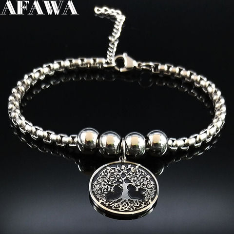 2022 Tree of Life Stainless Steel Bracelets for Women Silver Color Charm Bracelet Jewelry pulseras acero inoxidable mujer B18370 ► Photo 1/6