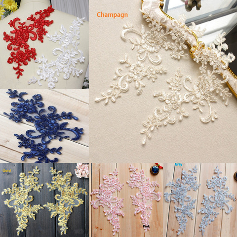10Pcs 25*12.5cm Embroidered Lace Applique Lace Trim For DIY Wedding Dress many Colors for choice ► Photo 1/6