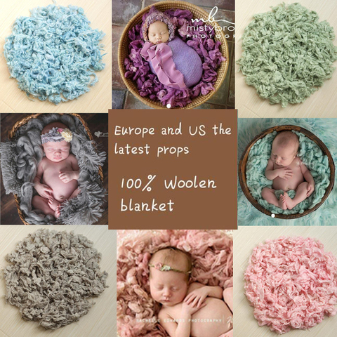 100% Pure Wool Filler Cushion Blanket Flokati Newborn Photography Props Basket Accessories Baby Photo Shoot For Studio ► Photo 1/6