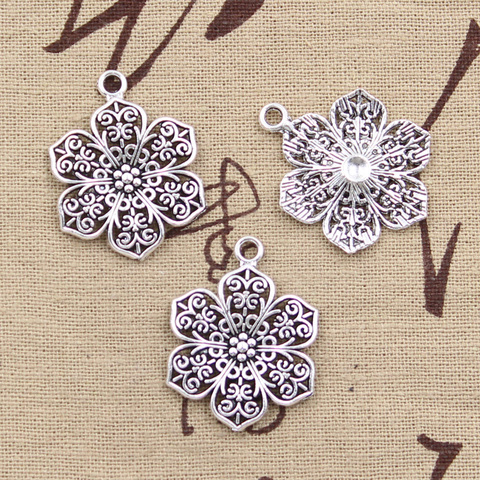12pcs Charms Flower 32x24mm Antique Bronze Silver Color Plated Pendants Making DIY Handmade Tibetan Bronze Silver Color Jewelry ► Photo 1/2