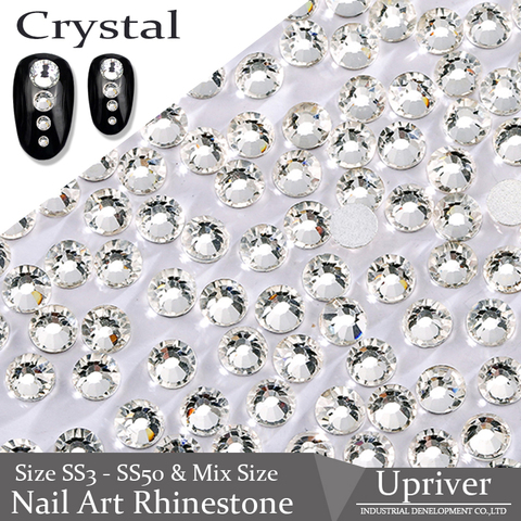 Upriver White Crystal Good Quality Non Hotfix Rhinestones Flatback Nail Art Rhinestones for Nail Clothing Accessories Bags Shoes ► Photo 1/4