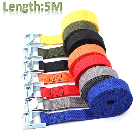 5M*25mm Car Tension Rope Tie Down Strap Strong Ratchet Belt Luggage Bag Cargo Lashing With Metal Buckle Tow Rope Tensioner ► Photo 1/6