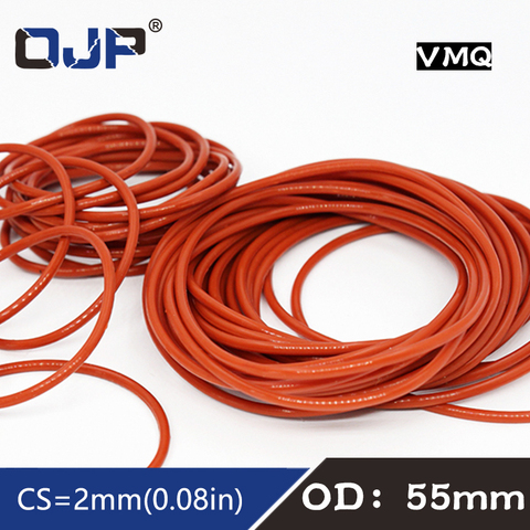 Red Silicon Ring Silicone/VMQ O ring OD55*2mm Thickness Rubber O-Ring Seal Gaskets Oil ORings Fuel Strip Waterproof Washer ► Photo 1/6