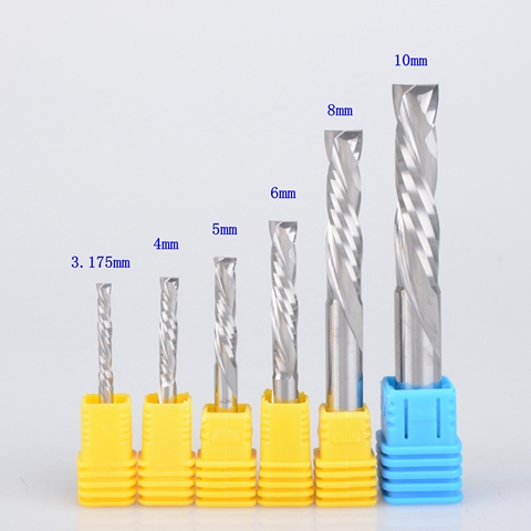 10Pcs 3.175/4/5/6mm UP & DOWN Cut Two Flutes Spiral Carbide Mill Tool Cutters for CNC Router, Compression Wood End Mill ► Photo 1/1