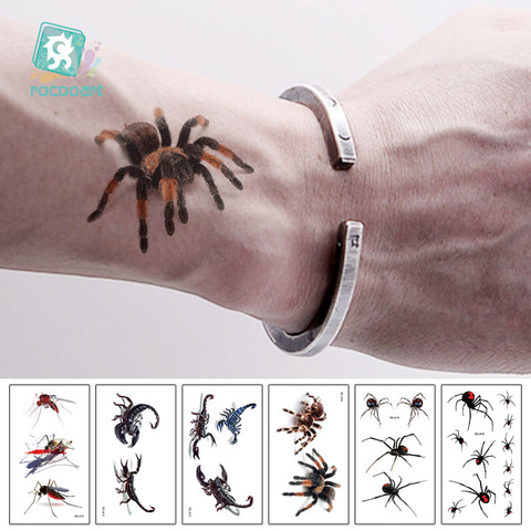 Rocooart 3D Spider Tatoo Scorpion Temporary Tattoo Stickers For Halloween Fake Tattoo Body Art Tatuajes Joke Tatouage Temporaire ► Photo 1/6