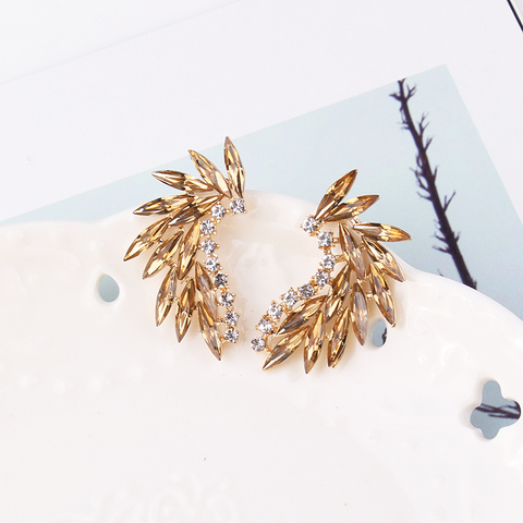 LUBOV Shining Rhinestone Wings Stud Earrings Acrylic Crystal Stone Women Piercing Earrings Trendy Wedding Jewelry Christmas Gift ► Photo 1/6