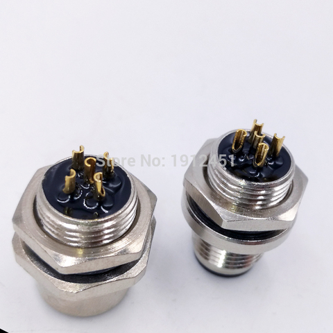 Sensor Connector Flange Socket M12 panel back mount threaded coupling Male&Female A Type 4 5 8Pin ► Photo 1/5