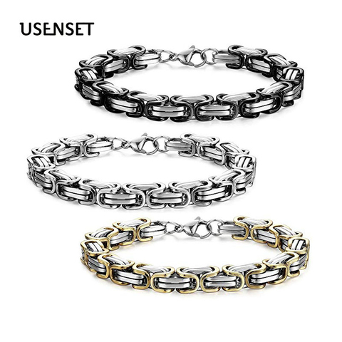 Byzantine Bracelet Titanium  Necklace  Men's Stainless Steel  Jewelry 4-8mm Emperor chain Gifts Gold Filled ► Photo 1/6