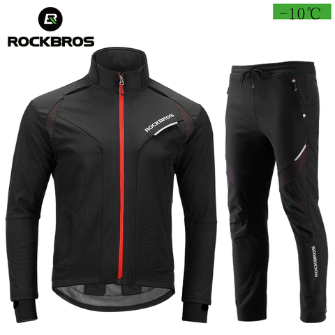 ROCKBROS Cycling Set Winter Thermal Fleece Sportswear Windproof Jacket Trousers Outdoor Sport Suit Unisex Man Woman Clothing Set ► Photo 1/6