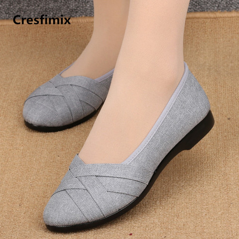 Cresfimix women fashion comfortable cloth flat shoes lady cute spring & summer slip on loafers lady cool street shoes a2038 ► Photo 1/6
