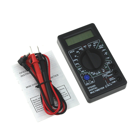 Mini Digital Multimeter voltmeter Voltage Ampere Ohm Tester  DCAC Ammeter  Power Meter Test With Lead Probe Buzzer DT830D Meter ► Photo 1/6