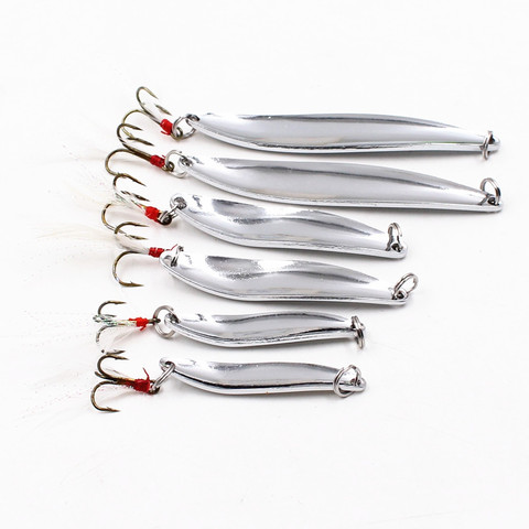 1 PCS 5g-21g Metal Silver Sequins Fishing Lures Spoon Lure Hard Baits With Feather Bass Sea Lures Spinner Wobbles Fishing Tackle ► Photo 1/6