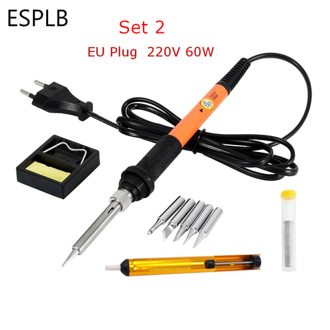 ESPLB Orange Electrical Soldering Iron US/EU Plug 110V/220V 60W Adjustable Temperature Welding Tool Soldering Gun Station ► Photo 1/6