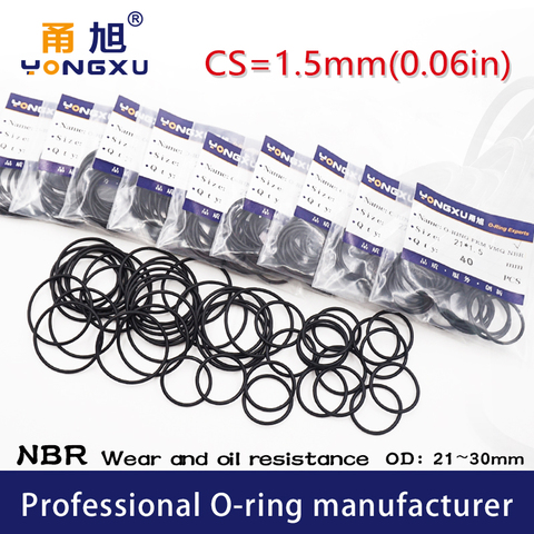 20PCS/lot Black NBR Sealing O-Ring CS1.5mm OD21/22/23/24/25/26/27/28/29/30*1.5mm O Ring Seal Rubber Gasket Oil Ring Washer ► Photo 1/6