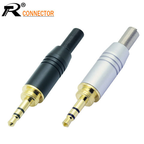 1pc Aluminum Assembly 3.5mm jack male screw plug  Wire Connector Gold-plated 3.5mm 3pole stereo audio speaker plug with spring ► Photo 1/6