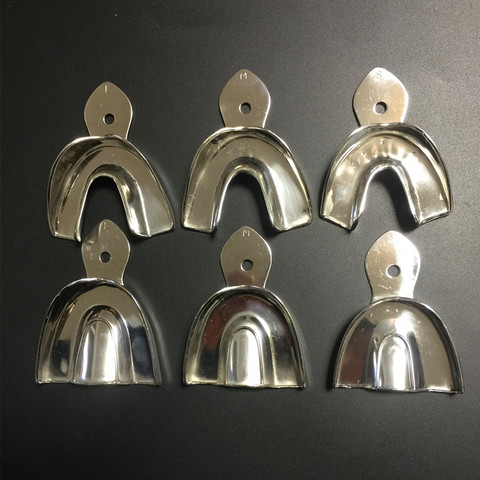 6pcs Dental Trays Denture Instruments Stainless steel Impression Tray no hole 3 types ► Photo 1/6