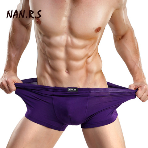 NANRS Brand Hot Sale Solid/Floral Classic Bamboo Mens Underwear Boxer Sexy Underwear Men Underwear Soft Boxer Shorts For Men ► Photo 1/6
