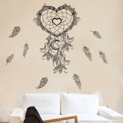 Dream Catcher Feathers Wall Stickers For Living Room Office Bedroom Decoration Indian Style Mural Art Diy Wall Decal Home Decor ► Photo 1/6