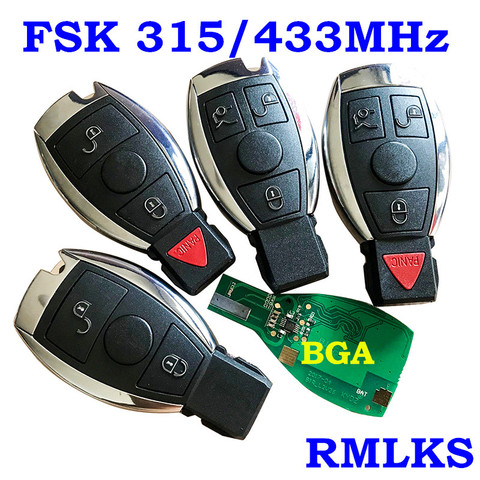 Smart Remote Key 315MHz 433MHz Car Auto Fit For Mercedes Benz 2000+ NEC BGA Type Remote Key Fob For MB With Emeregcny Key Blade ► Photo 1/5
