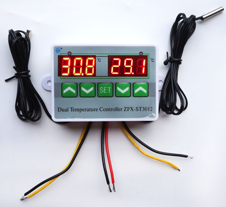 Digital Dual Temperature Controller Thermostat Incubator Dual Probe 220V 12V 24V 