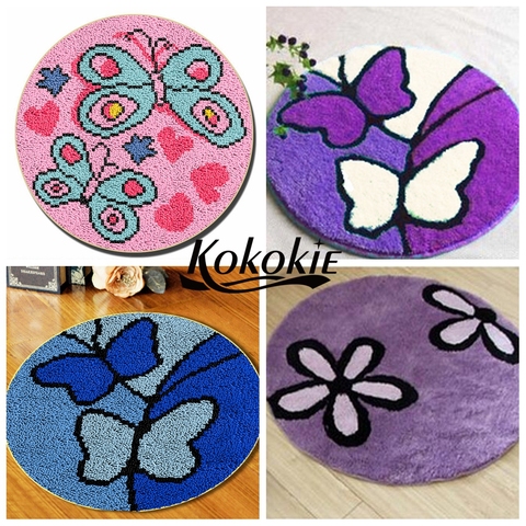 latch hook kits rug tapestry kits diy tapijt printed flower butterfly crochet tapis needle for carpet handwerken knooppakket kit ► Photo 1/6