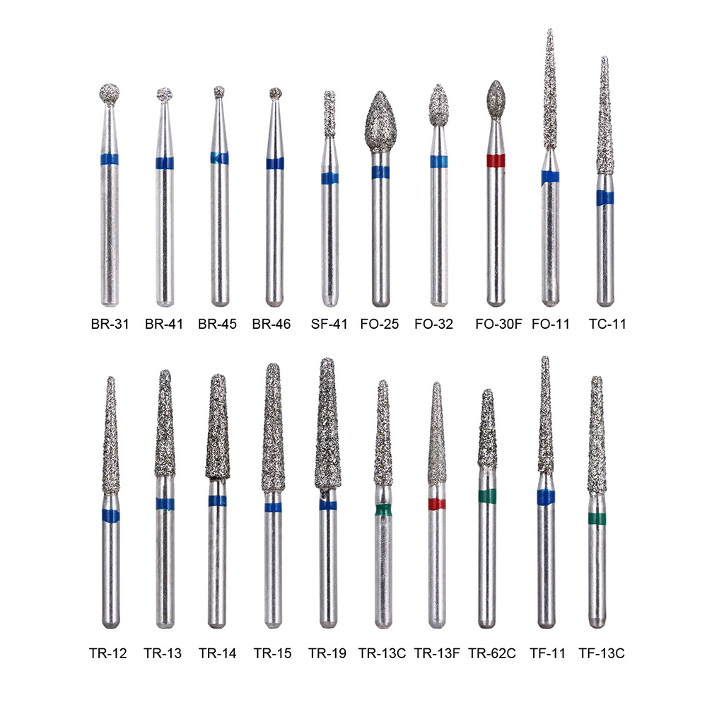 10pcs Diamond Burs Tooth Drill for Dental Dentist High Speed Handpiece TR-13