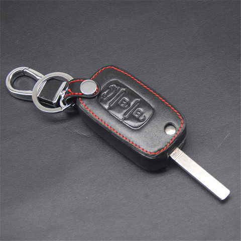 Leather Remote Control Car Keychain Key Cover Case For LADA Vesta Sedan Largus Kalina Granta 3Button Flip Key L1236 Key Case ► Photo 1/6