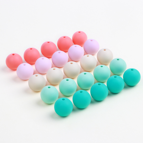 TYRY.HU 50pc Round Silicone Beads Food Grade Baby Nursing Chewable Teething Beads  For Jewelry Making Necklace DIY BPA Free 12mm ► Photo 1/6