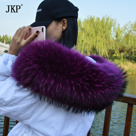 100% Natural Real Raccoon Fur Collar Scarf For Women Winter Coat Cap Warm Scarves ► Photo 1/6