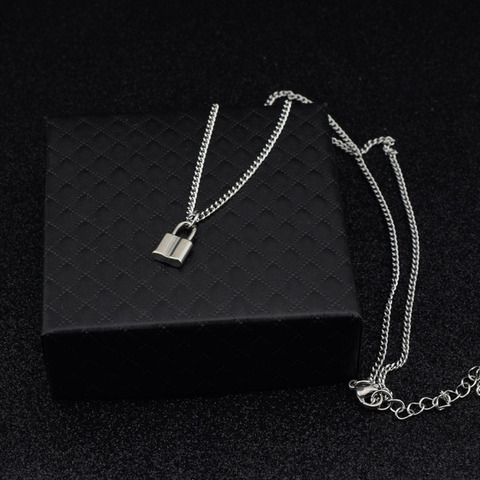 Women Stainless Steel Necklace PadLock Pendant Men Chain Necklaces Sweater Lock Choker for Male Female Punk Rock Hip Hop Gifts ► Photo 1/6