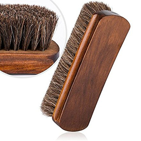 1Pc Horsehair Shoe Brush Shine Brushes scraping tool with Horse Hair Bristles for Boots Shoes & Other Leather Care Brush ► Photo 1/6