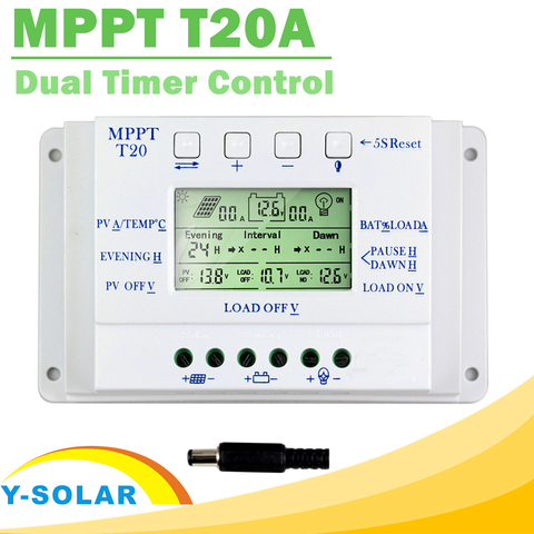 LCD Display 20A MPPT 12V/24V Solar Panel Battery Regulator Charge Controller for Lighting System Load Light and Timer Control ► Photo 1/3