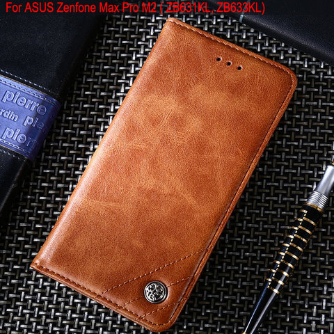 Case for ASUS Zenfone Max Pro M2 ZB631KL ZB633KL Luxury Leather Flip cover Case with Stand Card Slot funda coque Without magnets ► Photo 1/6