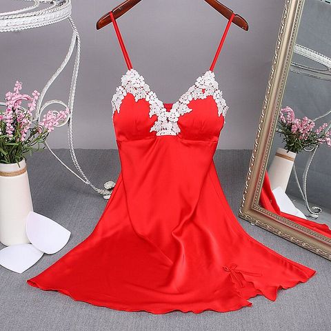 Sexy Red Women Mini Robe Nightwear Nightdress Nighty Nightgown Suspender Skirt Sleepwear Rayon Sleeveless For Female M-XXL ► Photo 1/5