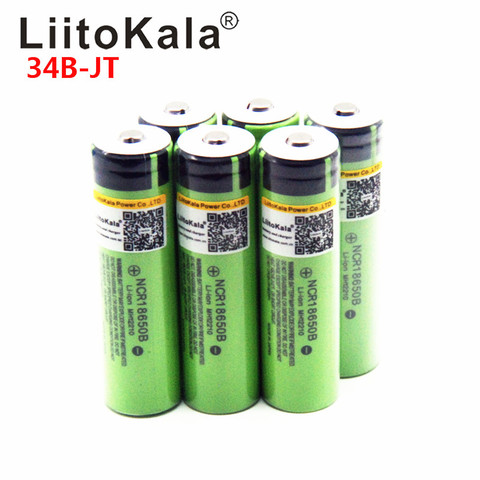 Hot LiitoKala 18650 3400mah 3000mah 100% Original 3.7V NCR18650B 18650 3400 Rechargeable Batteries for Flashlight for ► Photo 1/6