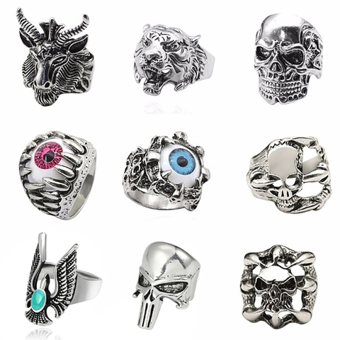 Tiger Ring For Men Jewelry Vintage Punk Mens Rings Steampunk Hollow Stainless Steel Rings Of Anime Skull Hip Hop Dropshipping ► Photo 1/6