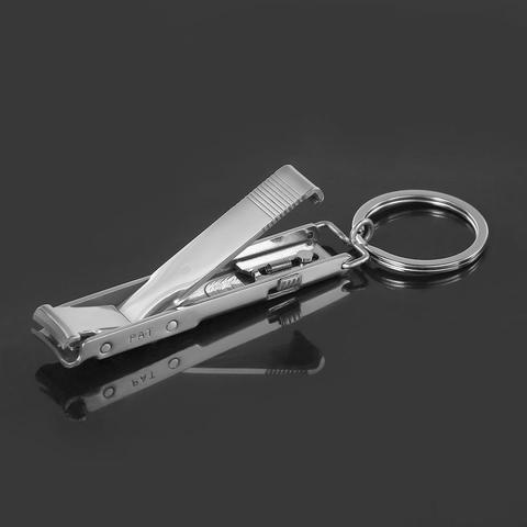 Stainless Steel Ultra-thin Foldable Hand Toe Nail Clippers Cutter With Keychain Cutter Trimmer Silver Nail Tool Kit Key Ring ► Photo 1/6