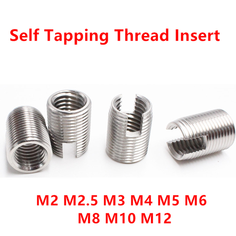 M2 M2.5 M3 M4 M5 M6 M8 M10 M12 Self Tapping Thread Insert, Stainless steel 302 Slotted Wire Thread Repair Insert, Screw Bushing ► Photo 1/2