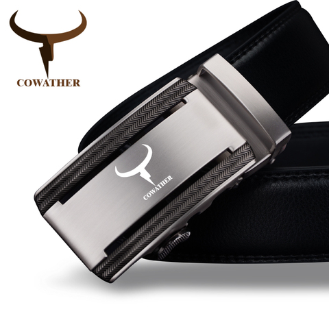COWATHER 2022 new 100% cow genuine leather belts for men high quality alloy automatic buckle belt cinto masculino original ► Photo 1/6