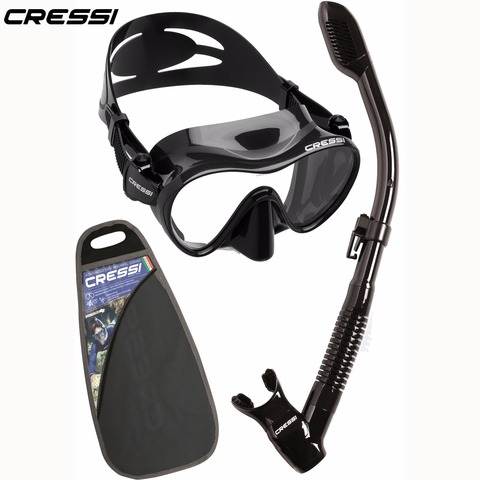 Cressi F1 Dry Snorkeling Set Diving Mask Dry Snorkel Framless Shiny Silicone Scuba Diving Mask Set for Adults ► Photo 1/6