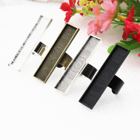 Fit 10x50mm Rectangle Cabochons  Ring Metal Copper Blank Setting Bezel Blank Ring Base Tray For DIY Ring 5pcs/lot K02548 ► Photo 1/6