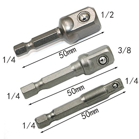 Chrome Vanadium Steel Socket Adapter Set Hex Shank 1/4