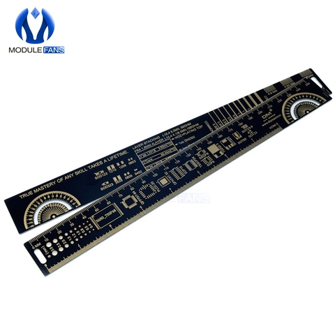 25CM 10 Inch PCB Ruler For Electronic Engineers Measuring Tool PCB Reference Ruler Chip IC SMD Diode Transistor R-4 Gold Plated ► Photo 1/6