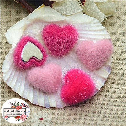 50pcs pink Flatback hairy Fabric Covered round Buttons Home Garden Crafts Cabochon Scrapbooking DIY 16mm ► Photo 1/2