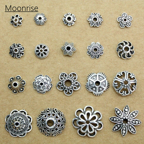30Pcs Antique Silver Plated Flower Bead Caps Metal Spacers for Jewelry Making Bracelet Accessories Findings DIY HK104 ► Photo 1/2