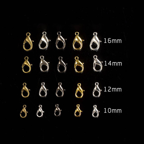 50pcs 10/12/14/16mm Silver Gunblack Gold Lobster Clasps For Jewelry Making Necklace Closure Connector DIY Bracelet End Hooks ► Photo 1/6