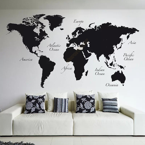 Map Vinyl Wall Decal Home Decor Living, Large Wall Decals For Living Room
