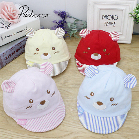 2022 Brand New 4 Colors Newborn Kids Baby Boy Girl Caps Baseball Caps Unisex Bear Striped Hats Cute Bear Little Ears Cap Gifts ► Photo 1/5